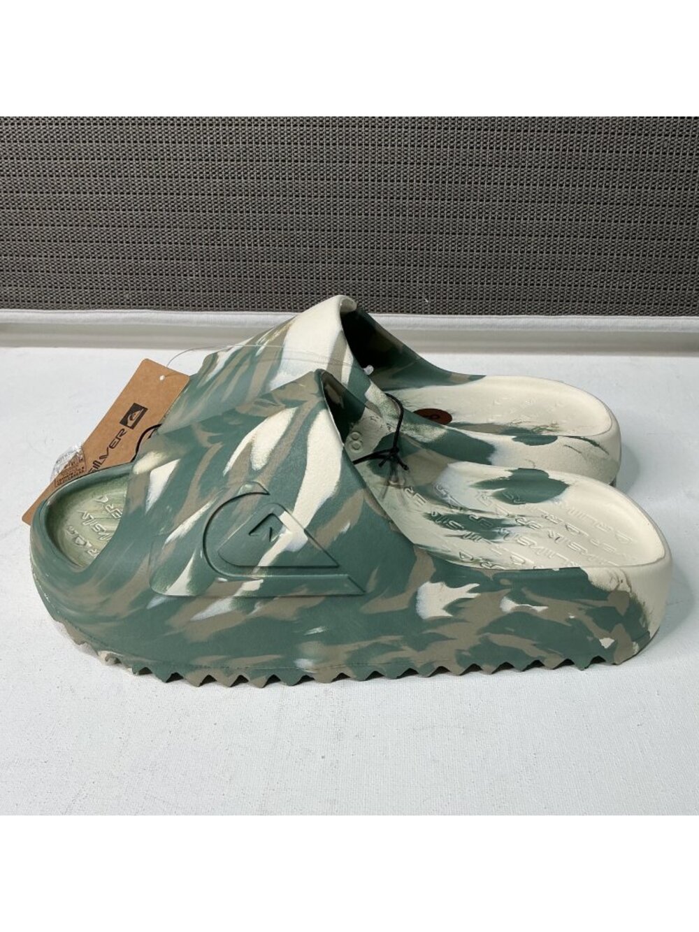 Quiksilver Men's Cloud Break Slides Camouflage Green & Beige Size 8 Sandals